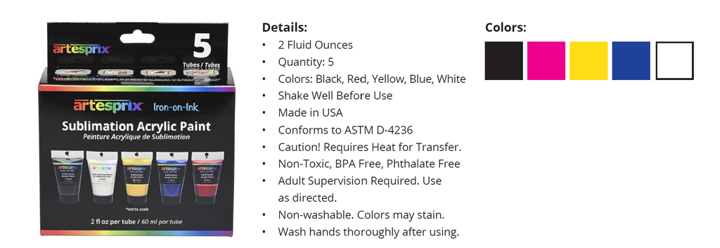 Artesprix Sublimation Paint Set