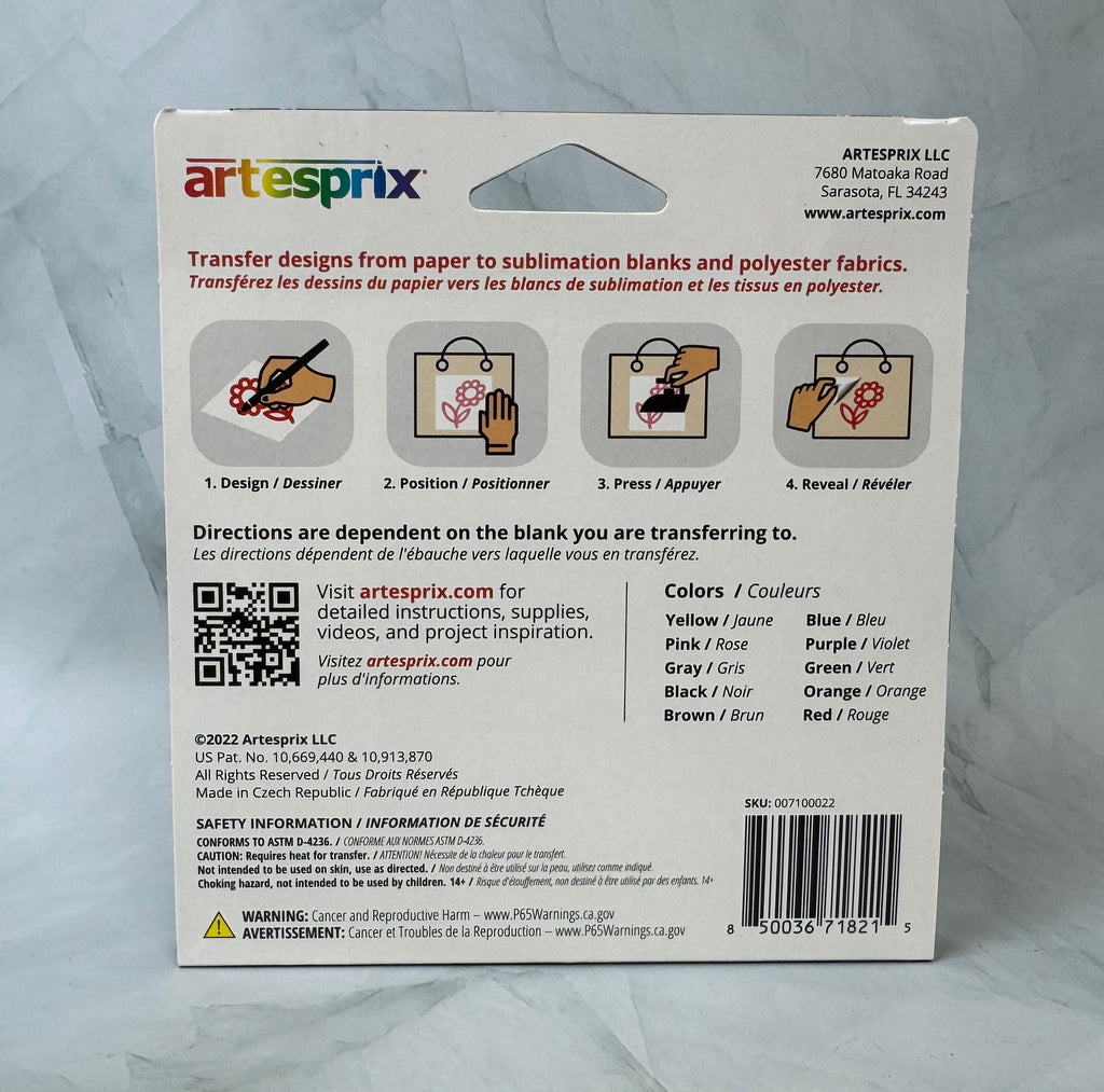 Artesprix Sublimation Markers - Iron-on Ink - Fine Point