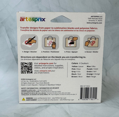 Artesprix Sublimation Markers - Iron-on Ink - Fine Point
