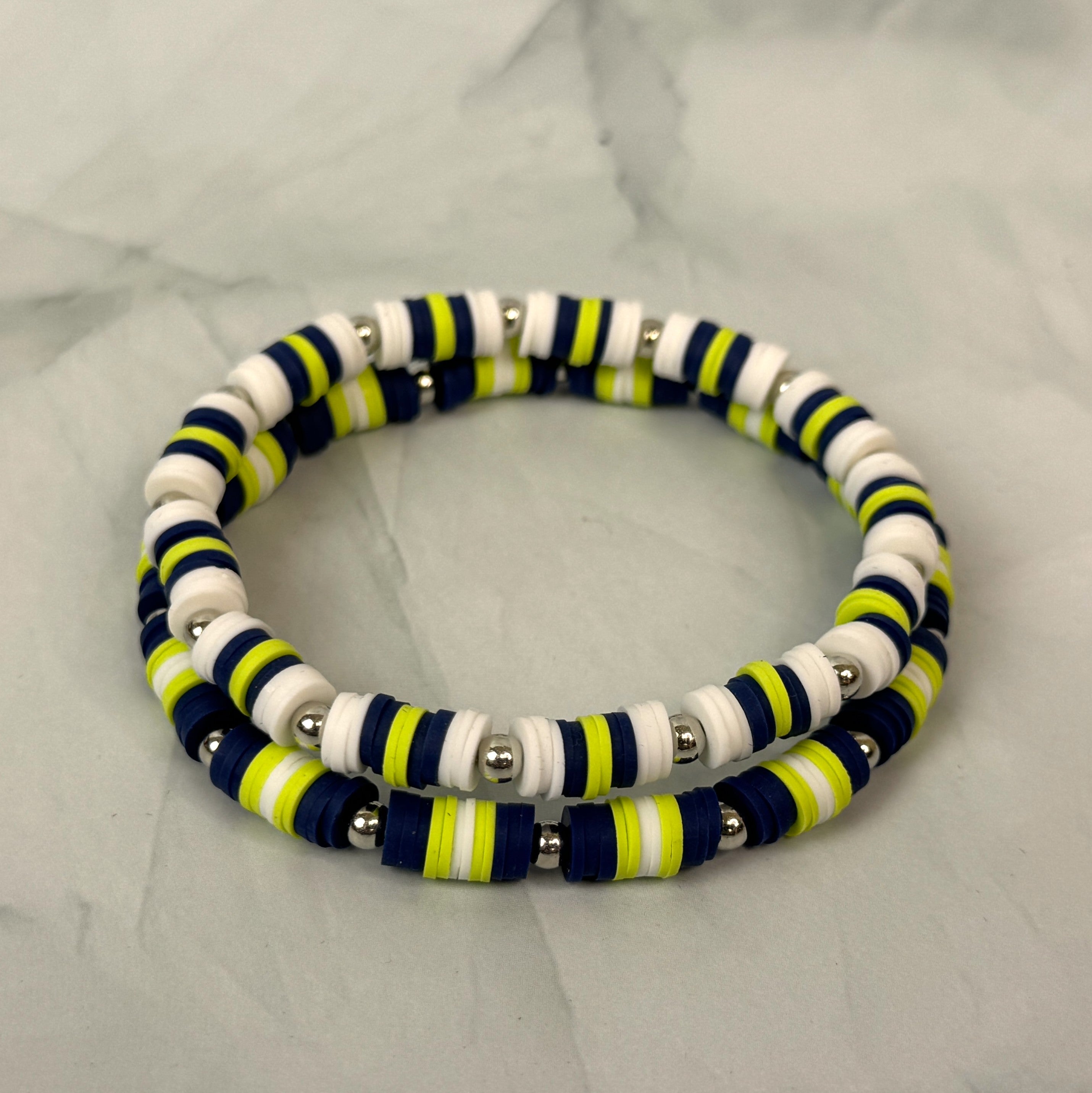 Team Spirit Stackable Bracelets - Navy & Green - Seahawks
