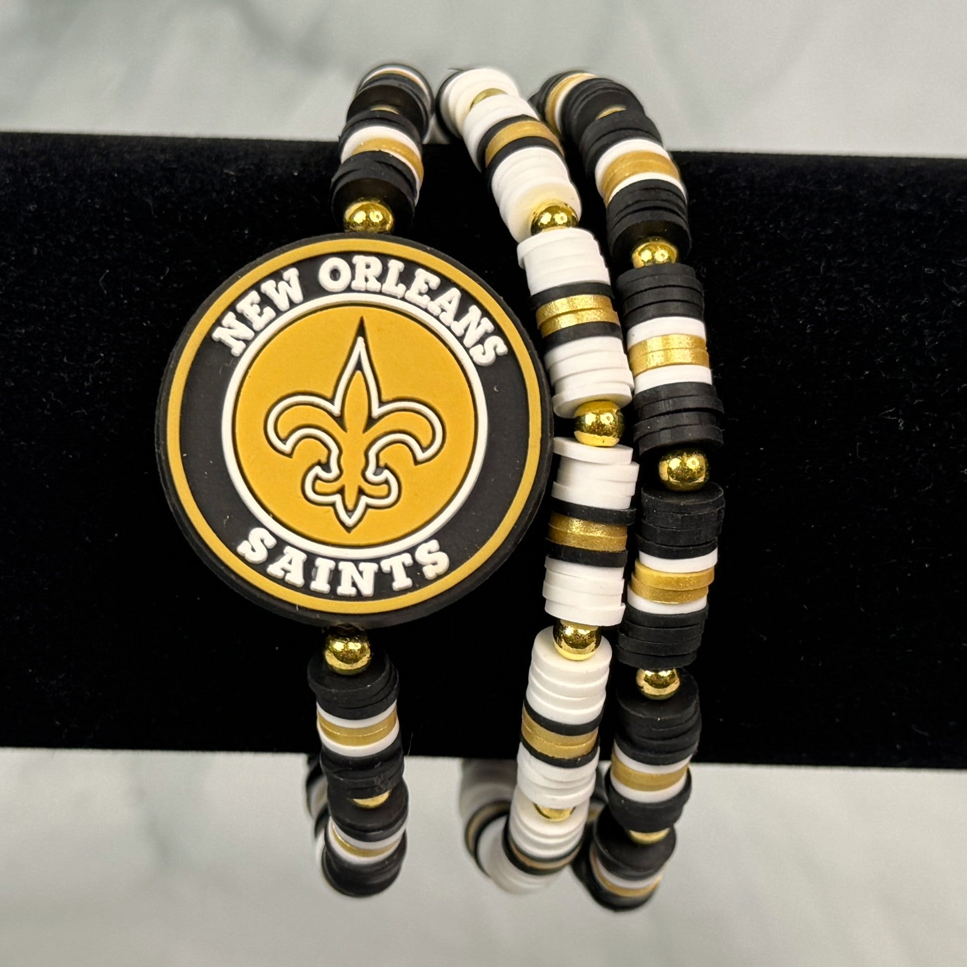 Team Spirit Stackable Bracelets - Black & Gold - Saints