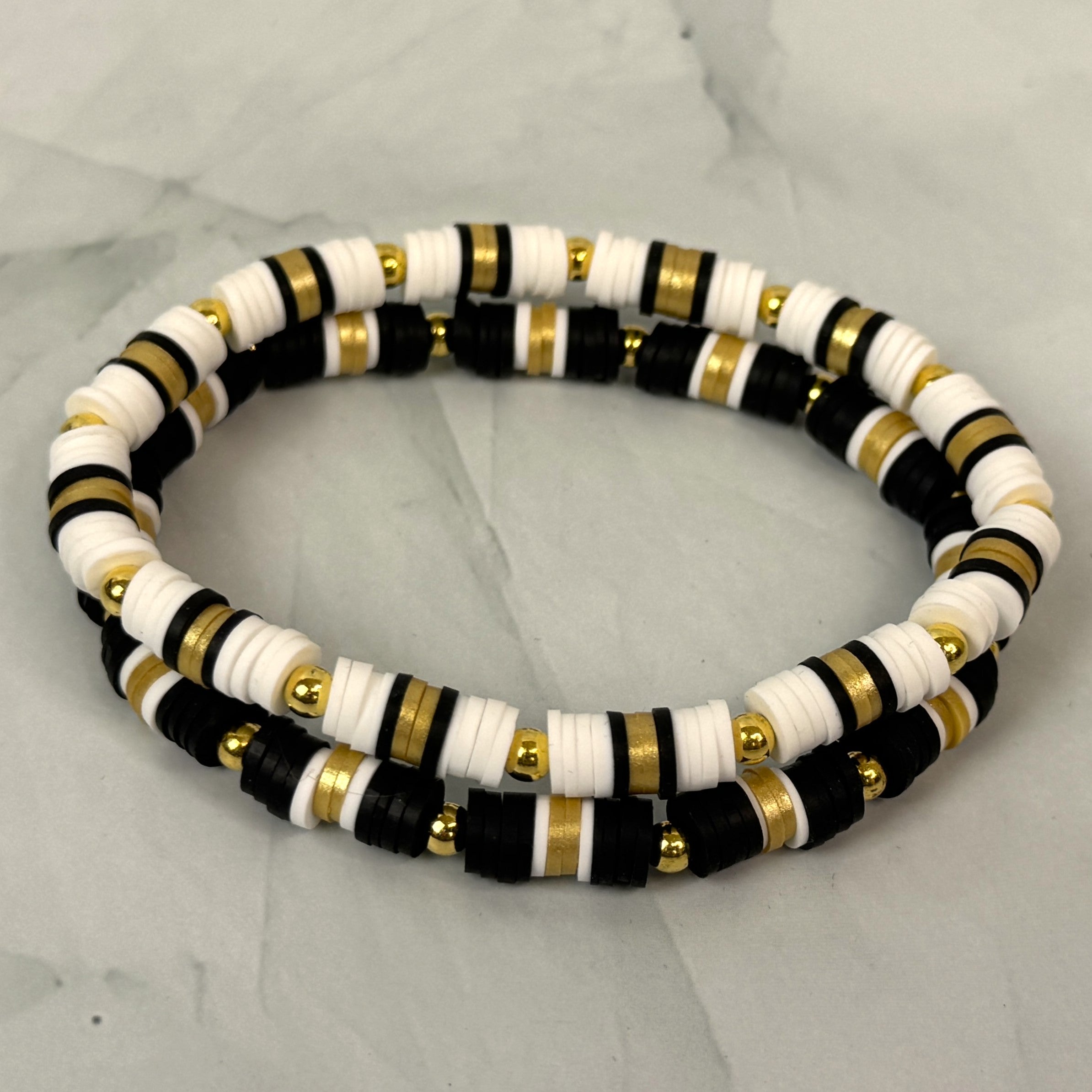 Team Spirit Stackable Bracelets - Black & Gold - Saints
