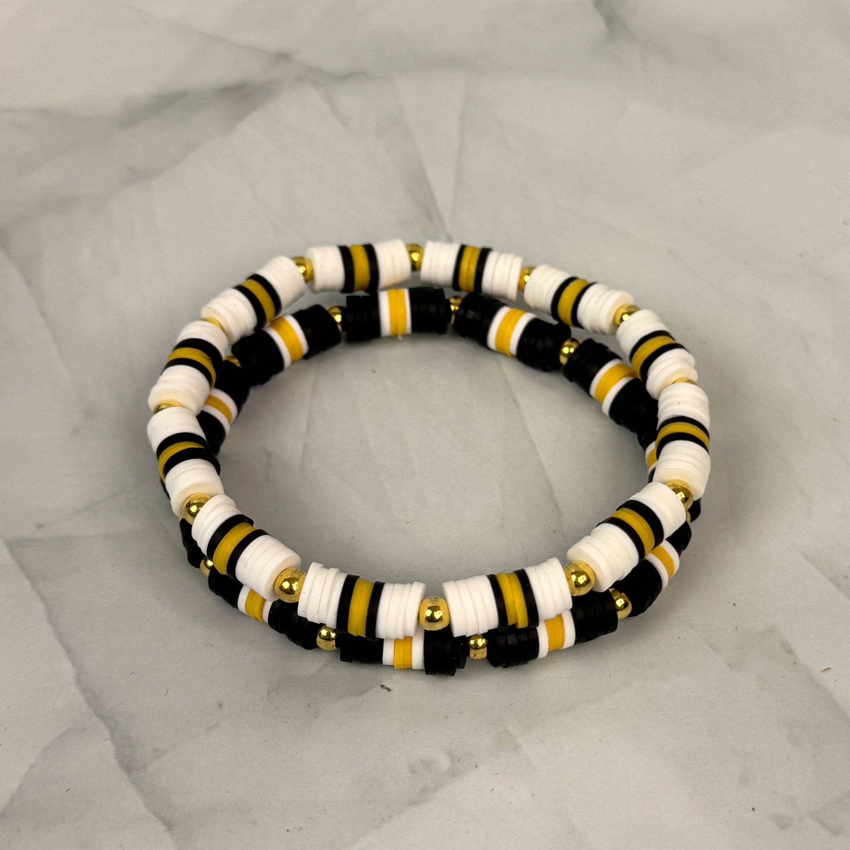 Team Spirit Stackable Bracelets - Black & Yellow - Steelers