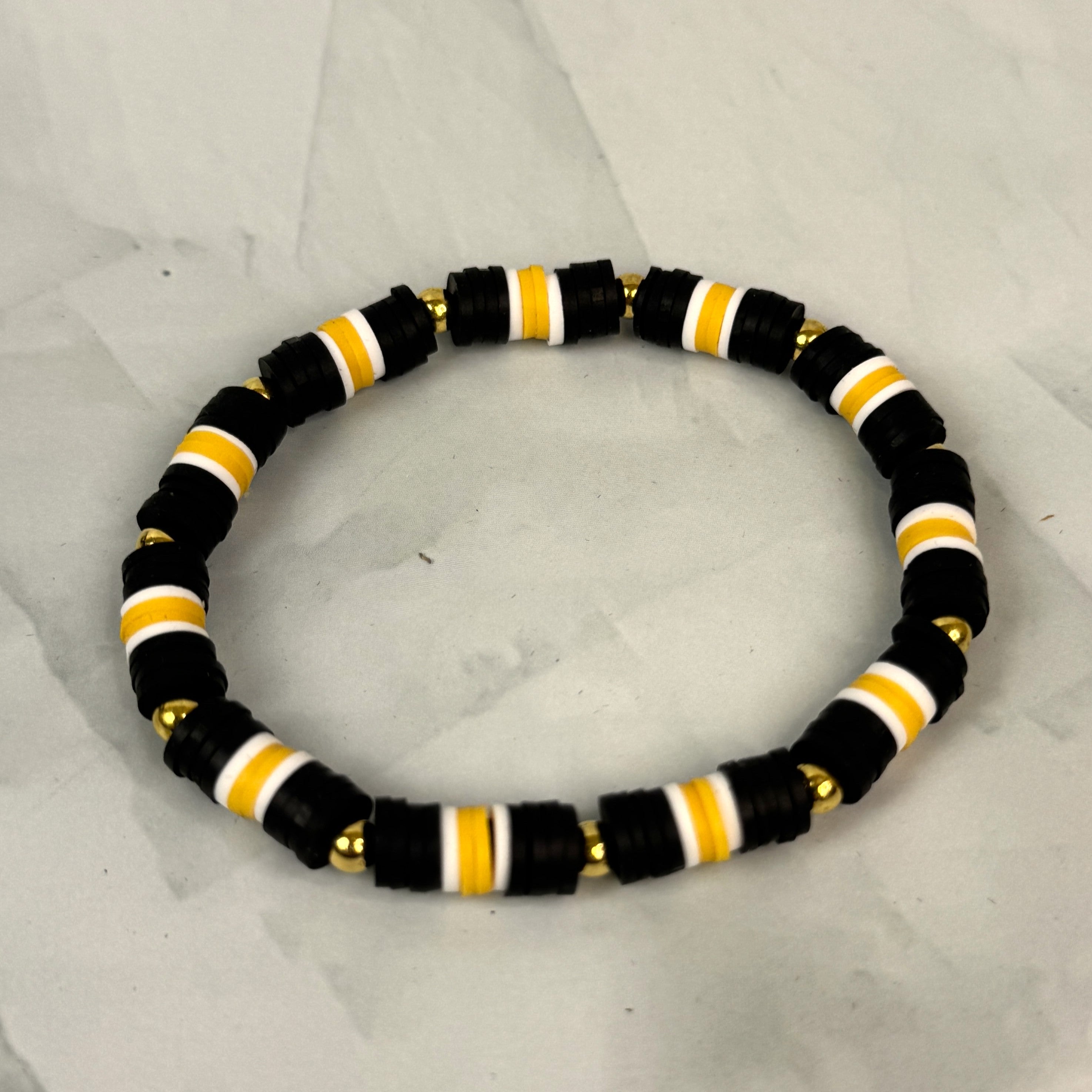 Team Spirit Stackable Bracelets - Black & Yellow - Steelers