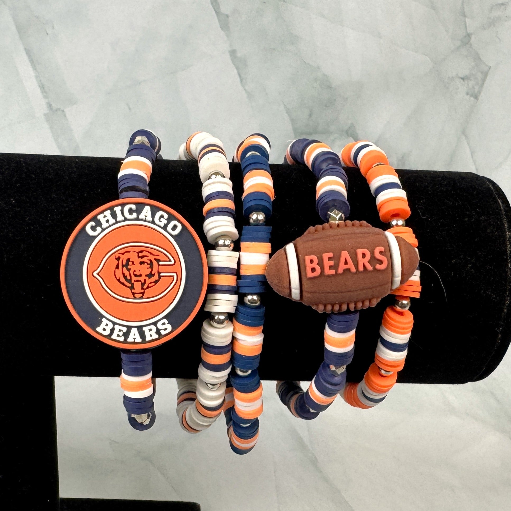 Team Spirit Stackable Bracelets - Navy & Orange - Broncos, Bears
